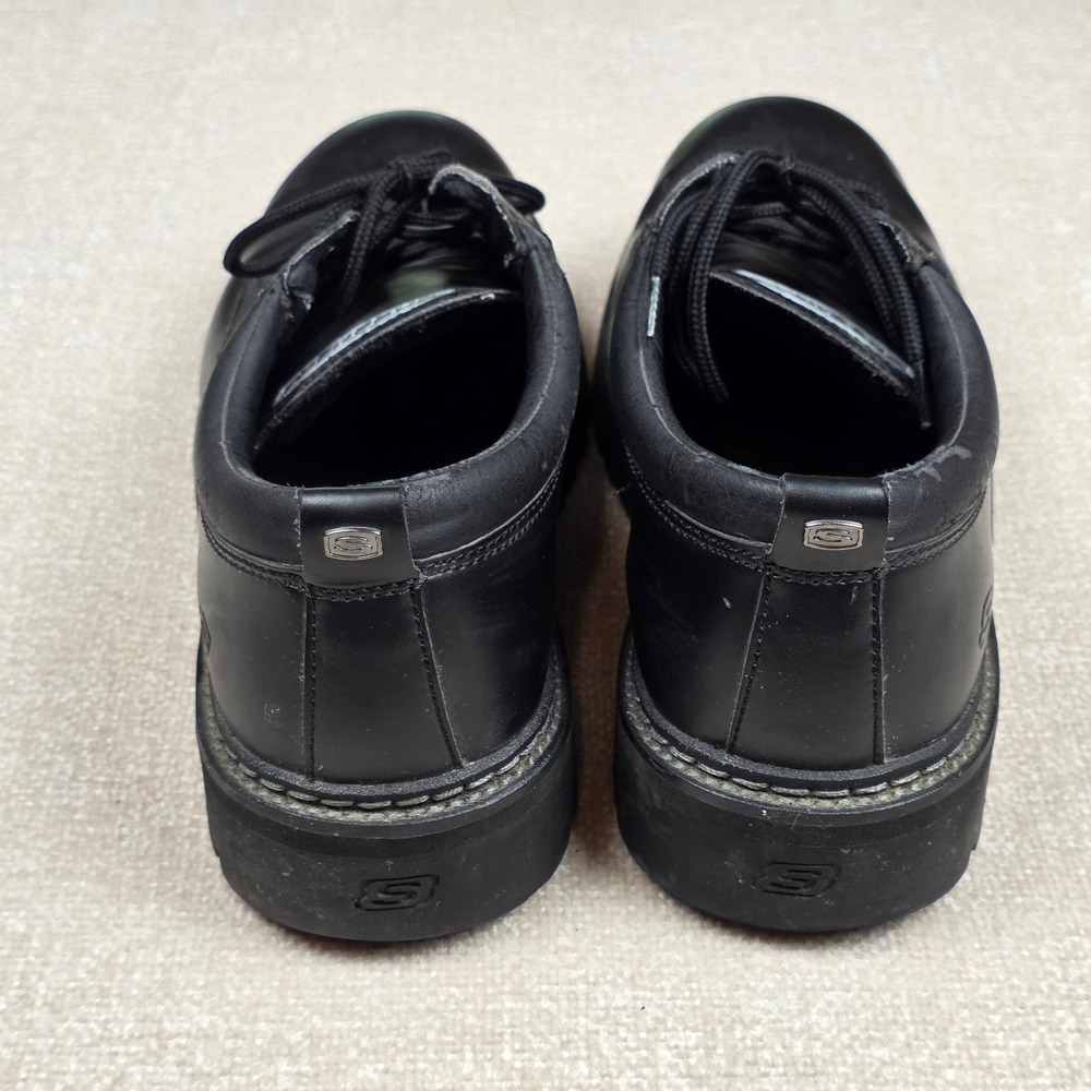 VTG Skechers Jammers Mens 10.5 Black Leather Chunky Lug Sole Oxford Shoes 60101 - Picture 6 of 8